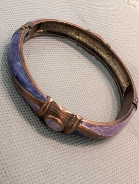 Vintage-Inspired Purple & Lilac Enamel Bangle Bracelet